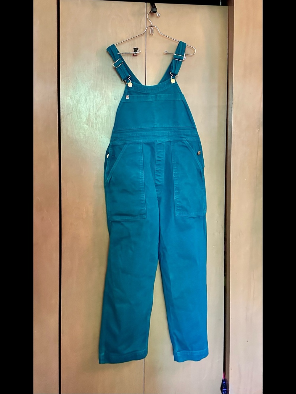 Teal Overalls Big Bud Press S EUC
